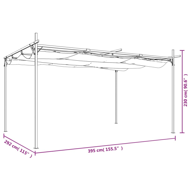 Pergola mit Schiebedach Anthrazit 395x292x230 cm