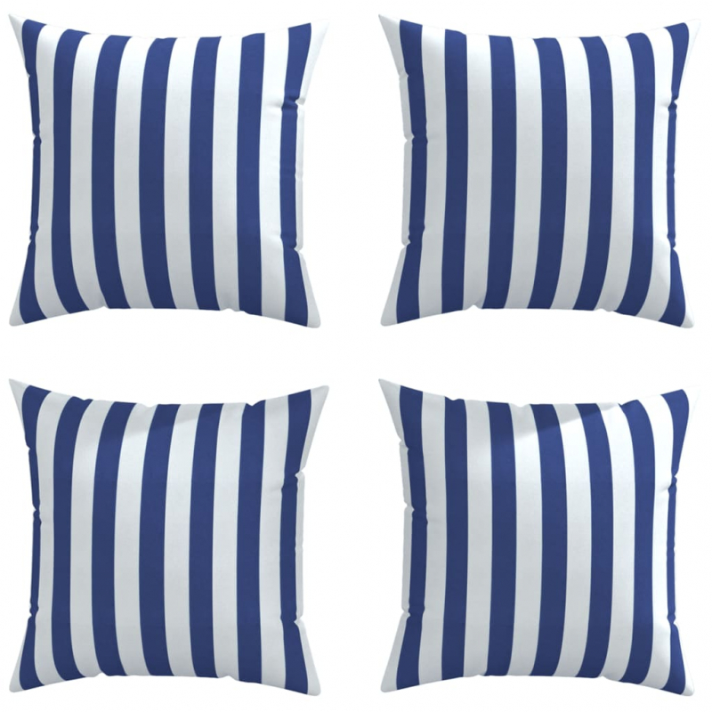 Zierkissen 4 Stk. Blau & Weiß Gestreift 50x50 cm Stoff