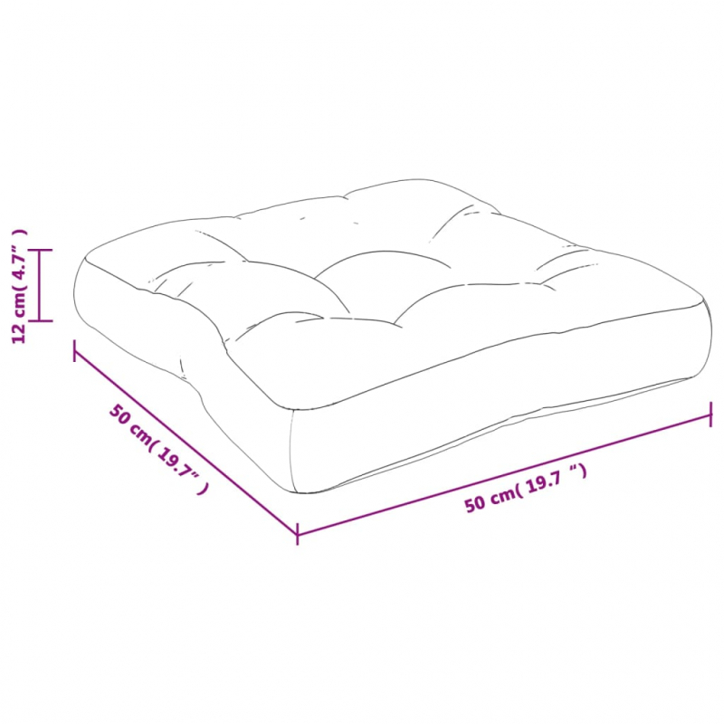 Palettenkissen Türkis 50x50x12 cm Stoff