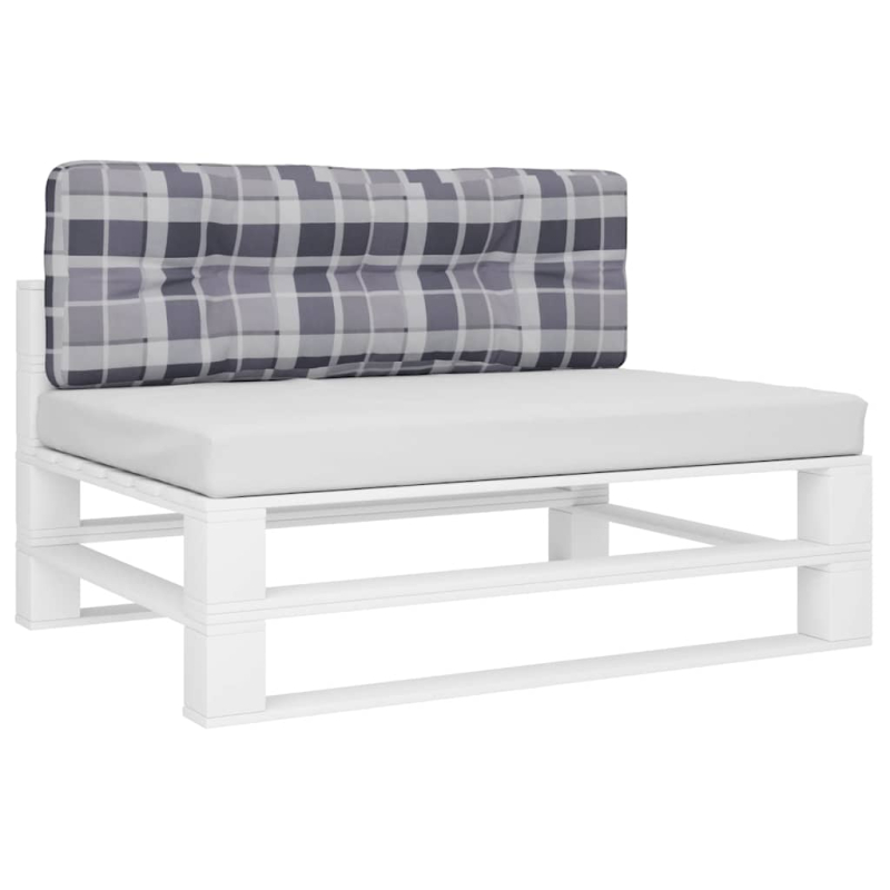 Palettenkissen Grau Karomuster 120x40x12 cm Stoff