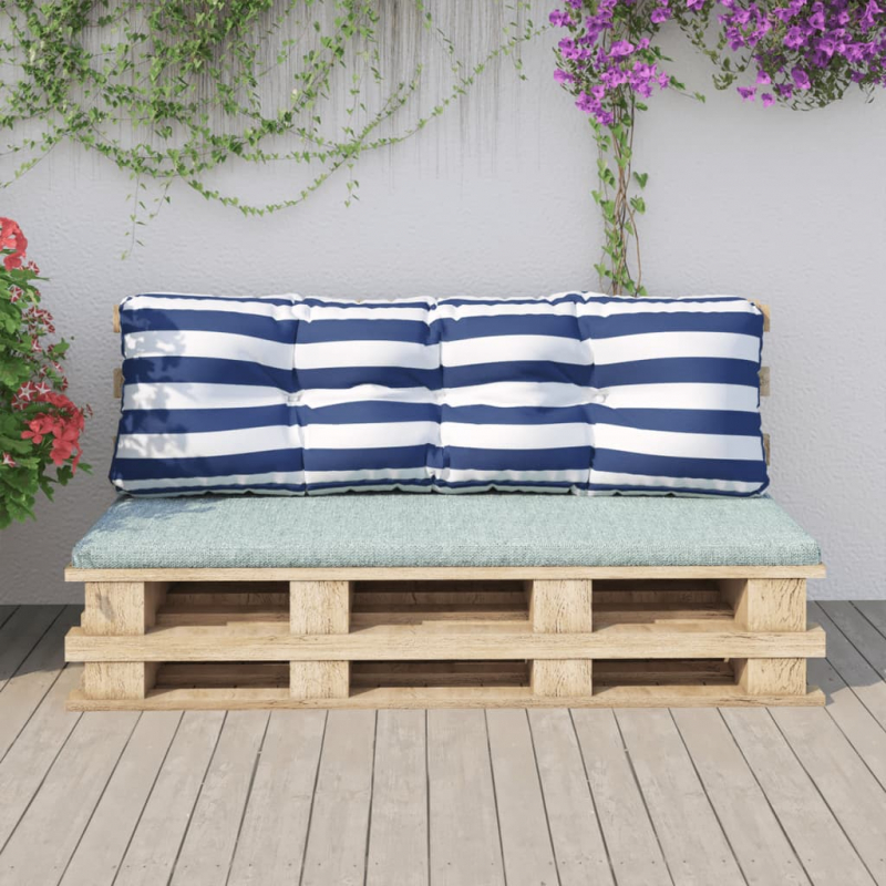 Palettenkissen Blau Weiß Gestreift 120x40x12 cm Stoff