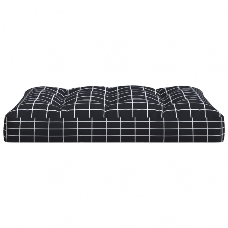 Palettenkissen 2-tlg. Schwarz Karomuster Stoff