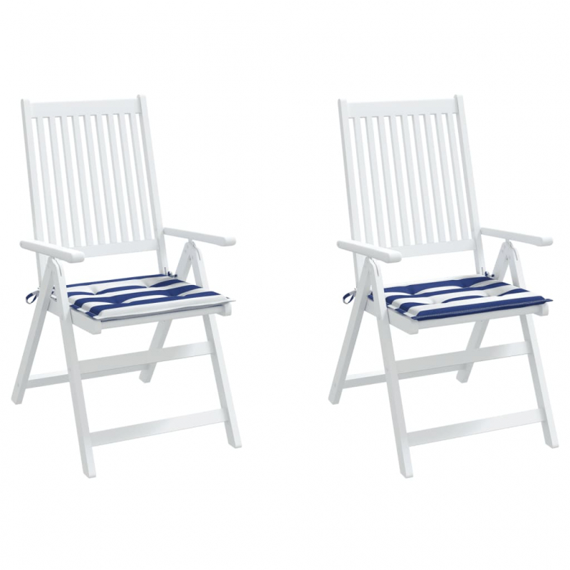 Gartenstuhl-Kissen 2 Stk. Blau & Weiß Gestreift 40x40x4cm Stoff