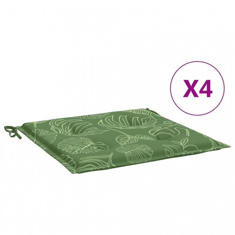 Stuhlkissen 4 Stk. Blattmuster 40x40x4 cm Stoff