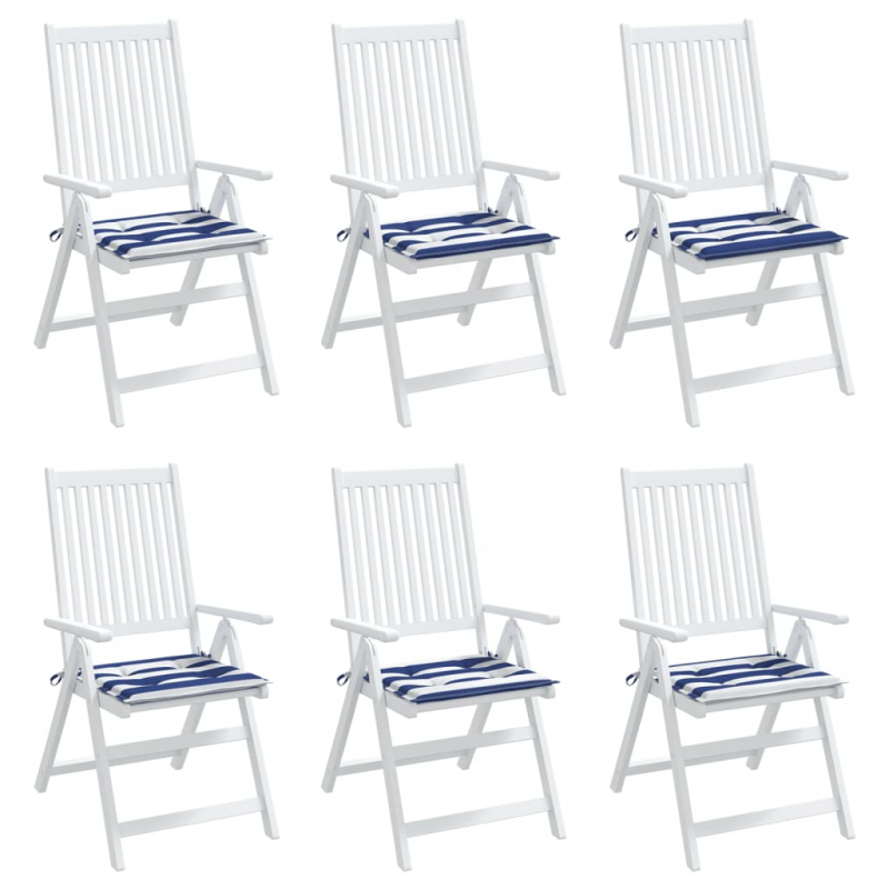 Gartenstuhl-Kissen 6 Stk. Blau & Weiß Gestreift 50x50x4cm Stoff