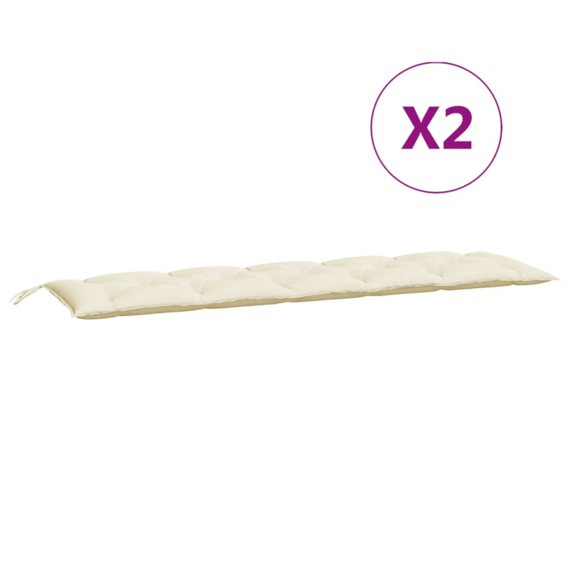Gartenbank-Auflagen 2 Stk. Cremeweiß 180x50x7 cm Oxford-Gewebe