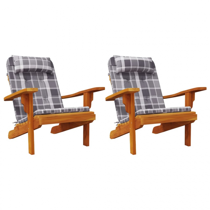 Adirondack-Auflagen 2 Stk. Grau Karomuster Oxford-Gewebe