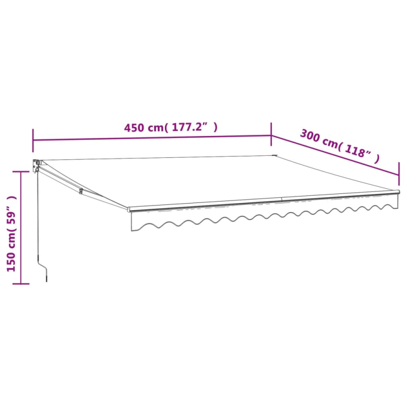Markise Einziehbar Gelb und Weiß 4,5x3 m Stoff und Aluminium