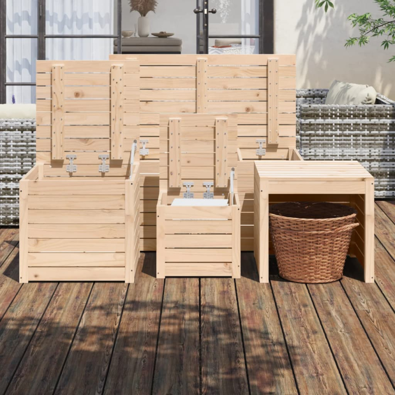 4-tlg. Gartenbox-Set Massivholz Kiefer