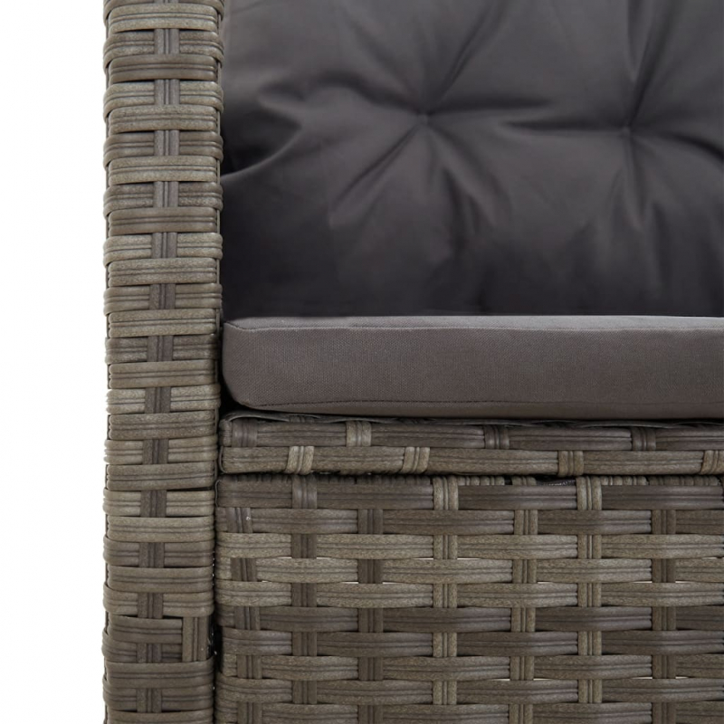 Ecksofa mit Liegefunktion und Kissen Grau Poly Rattan