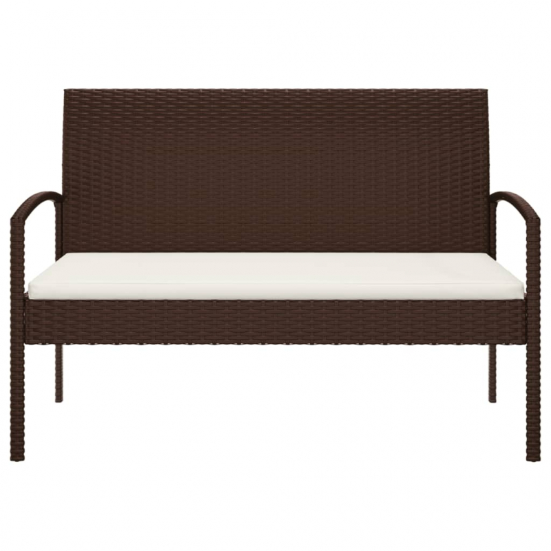 Gartenbank mit Kissen Braun 105 cm Poly Rattan