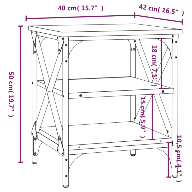 Beistelltisch Grau Sonoma 40x42x50 cm Holzwerkstoff