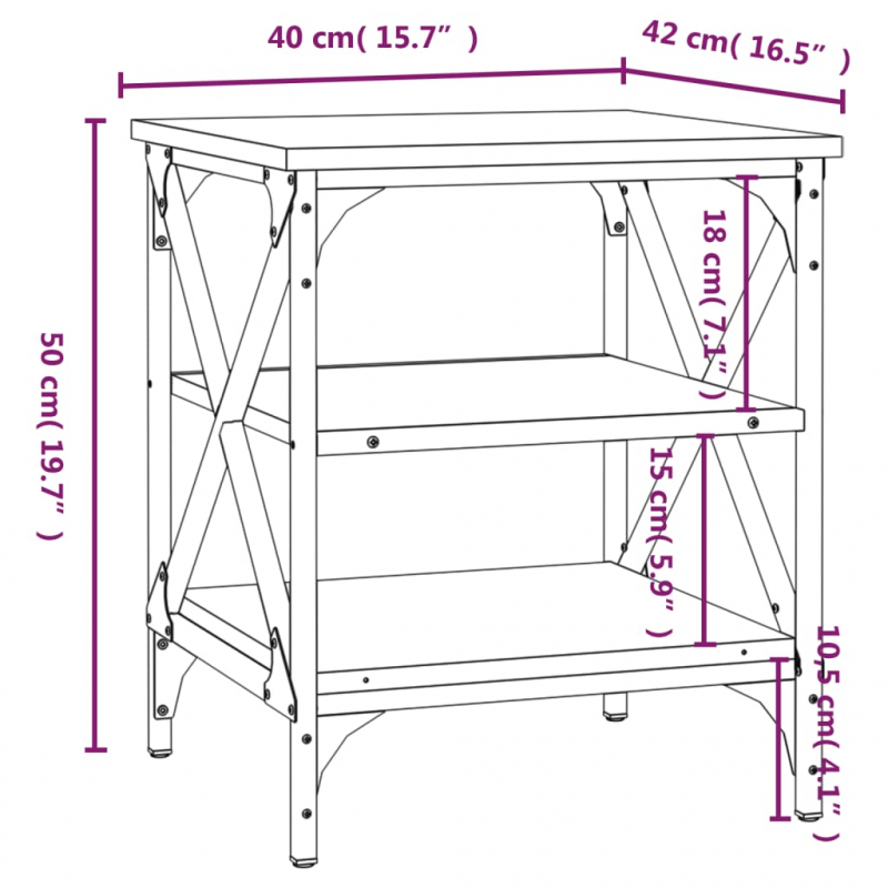 Beistelltisch Braun Eichen-Optik 40x42x50 cm Holzwerkstoff