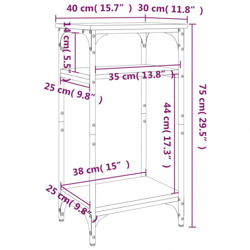 Beistelltisch Braun Eichen-Optik 40x30x75 cm Holzwerkstoff