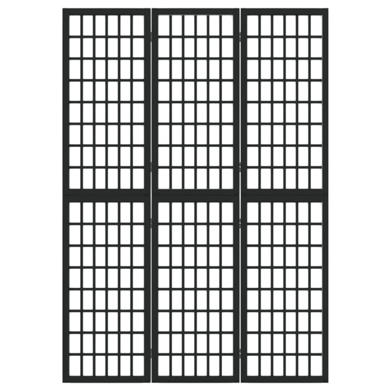 3-tlg. Paravent Japanischer Stil Faltbar 120x170 cm Schwarz