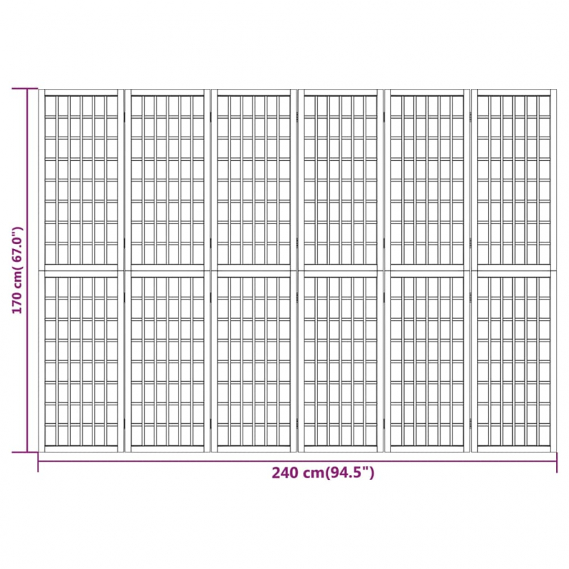 6-tlg. Paravent Japanischer Stil Faltbar 240x170 cm