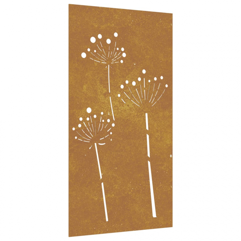 Garten-Wanddeko 105x55 cm Cortenstahl Blumen-Design