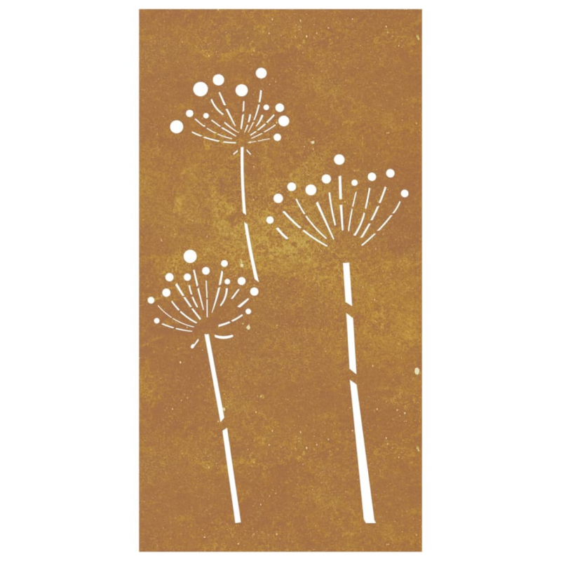 Garten-Wanddeko 105x55 cm Cortenstahl Blumen-Design