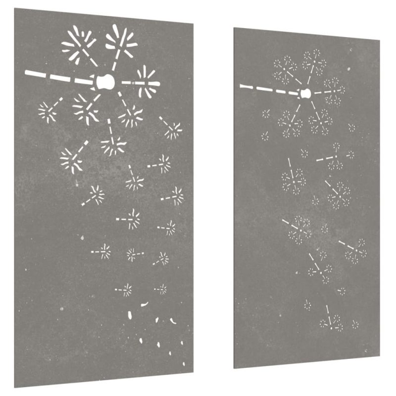 2-tlg. Garten-Wanddeko 105x55 cm Cortenstahl Blumen-Design