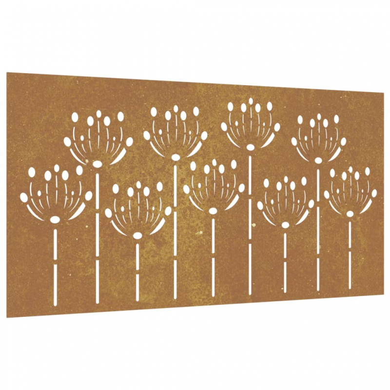 Garten-Wanddeko 105x55 cm Cortenstahl Blumen-Design