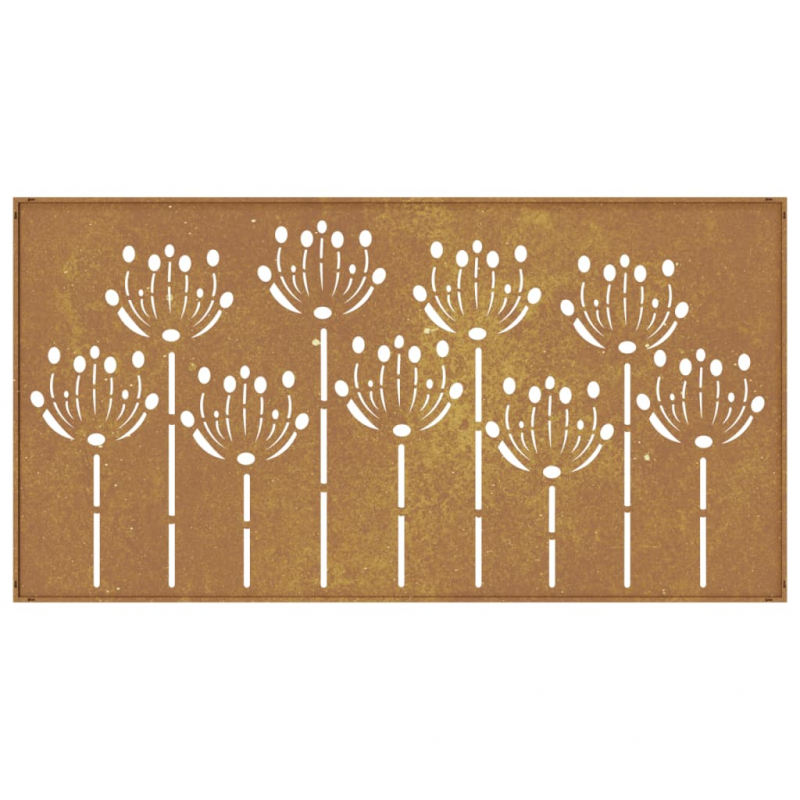 Garten-Wanddeko 105x55 cm Cortenstahl Blumen-Design
