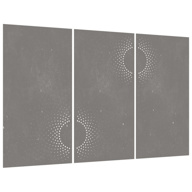 3-tlg. Garten-Wanddeko 105x55 cm Cortenstahl Sonnen-Design