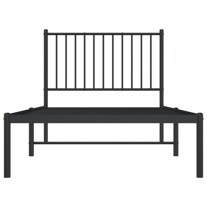 Bettgestell mit Kopfteil Metall Schwarz 90x190 cm
