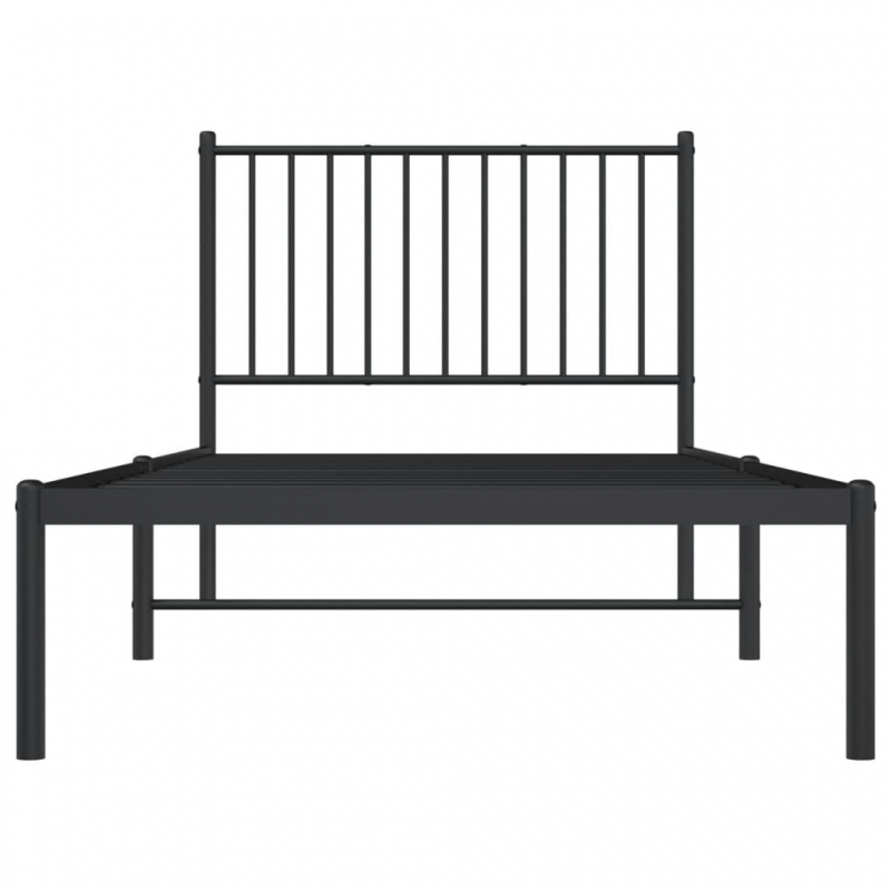 Bettgestell mit Kopfteil Metall Schwarz 90x200 cm
