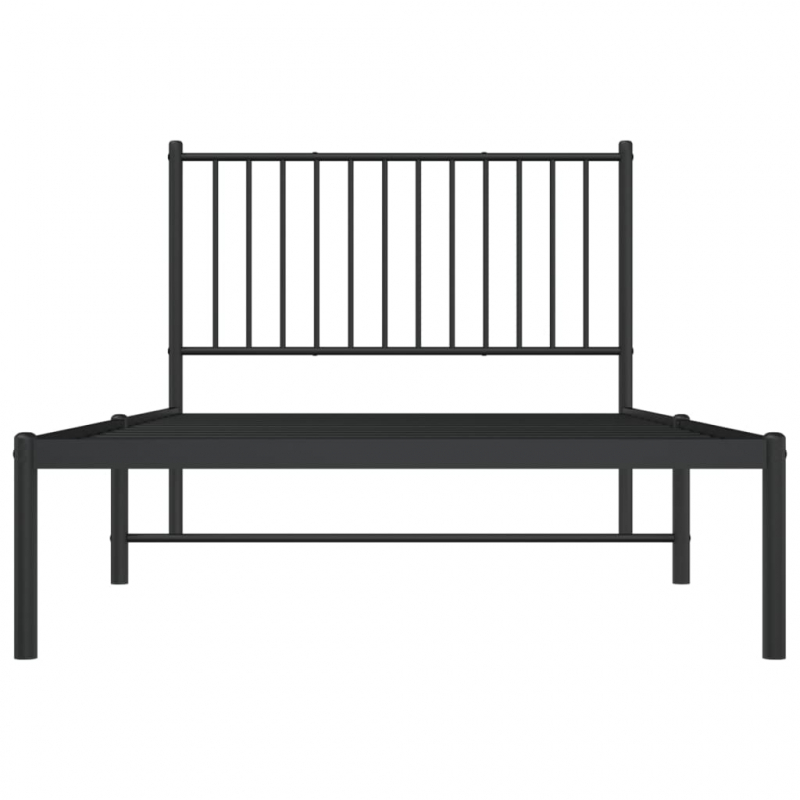 Bettgestell mit Kopfteil Metall Schwarz 100x190 cm