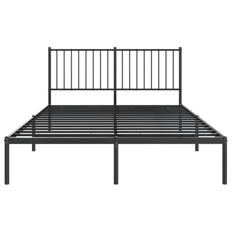 Bettgestell mit Kopfteil Metall Schwarz 135x190 cm