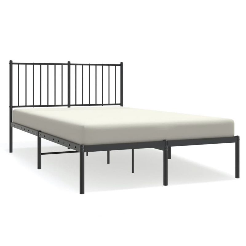 Bettgestell mit Kopfteil Metall Schwarz 140x190 cm