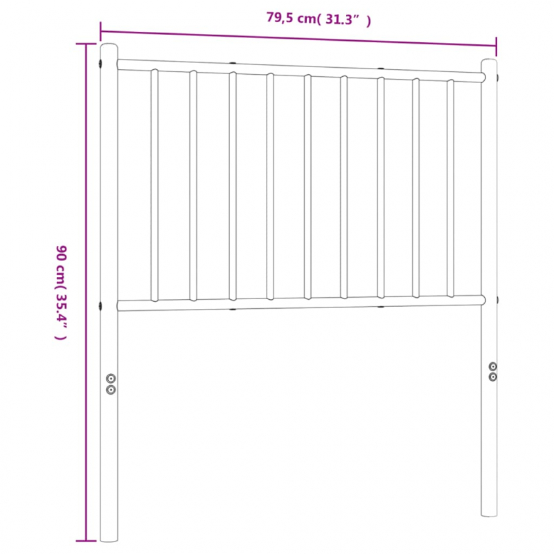 Kopfteil Metall Schwarz 75 cm