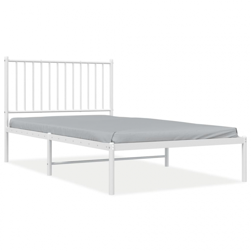 Bettgestell mit Kopfteil Metall Weiß 100x190 cm