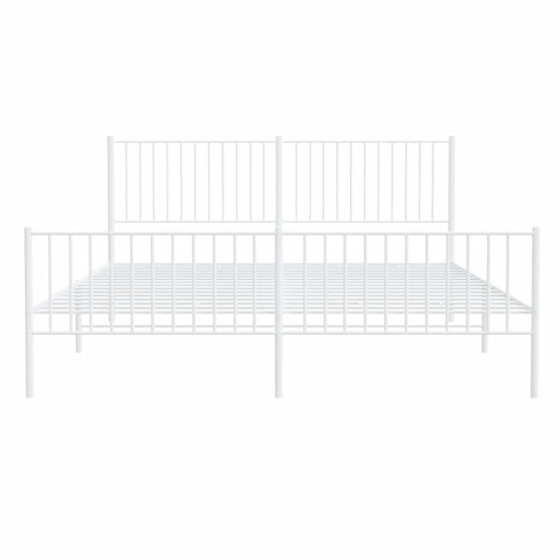 Bettgestell mit Kopf- und Fußteil Metall Weiß 183x213 cm
