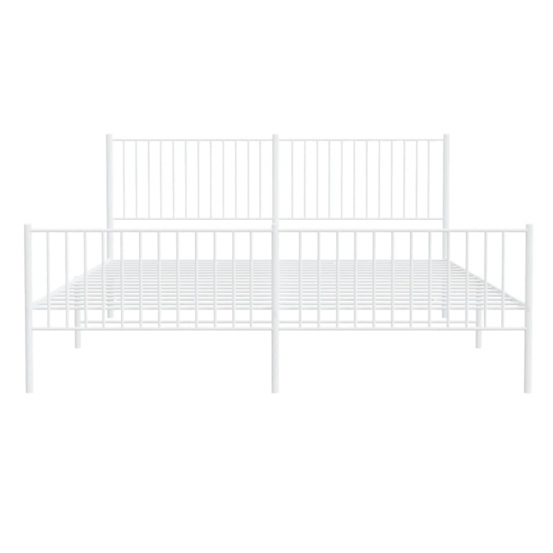 Bettgestell mit Kopf- und Fußteil Metall Weiß 200x200 cm
