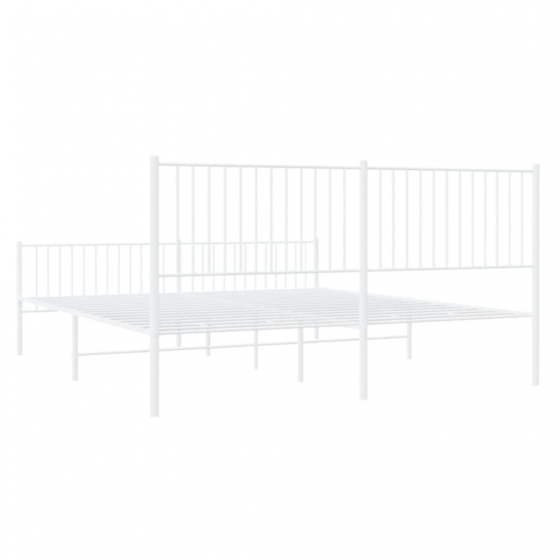 Bettgestell mit Kopf- und Fußteil Metall Weiß 200x200 cm