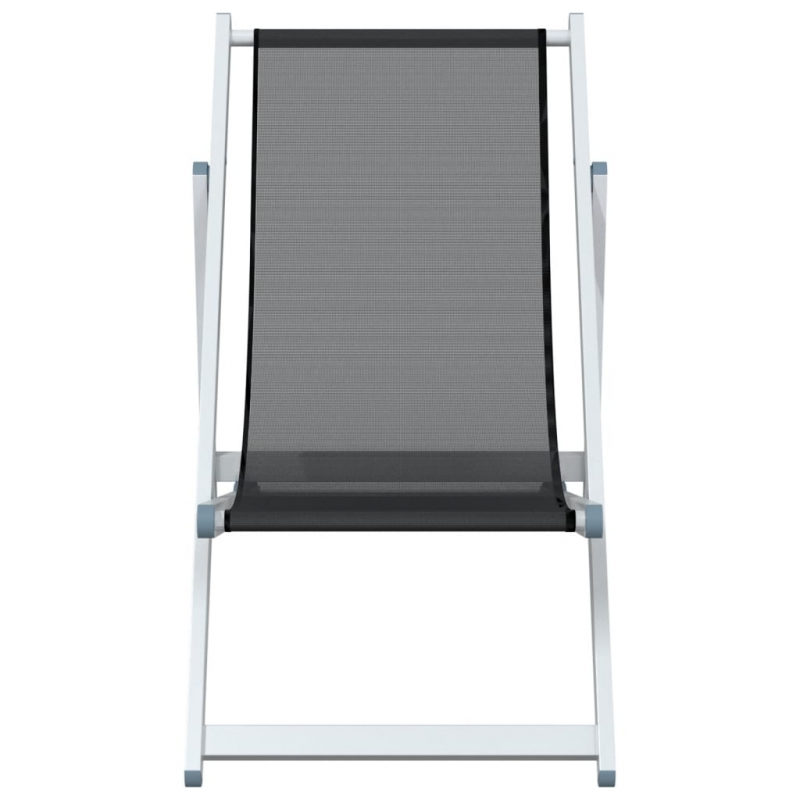 Strandstühle 2 Stk. Klappbar Grau Aluminium und Textilene