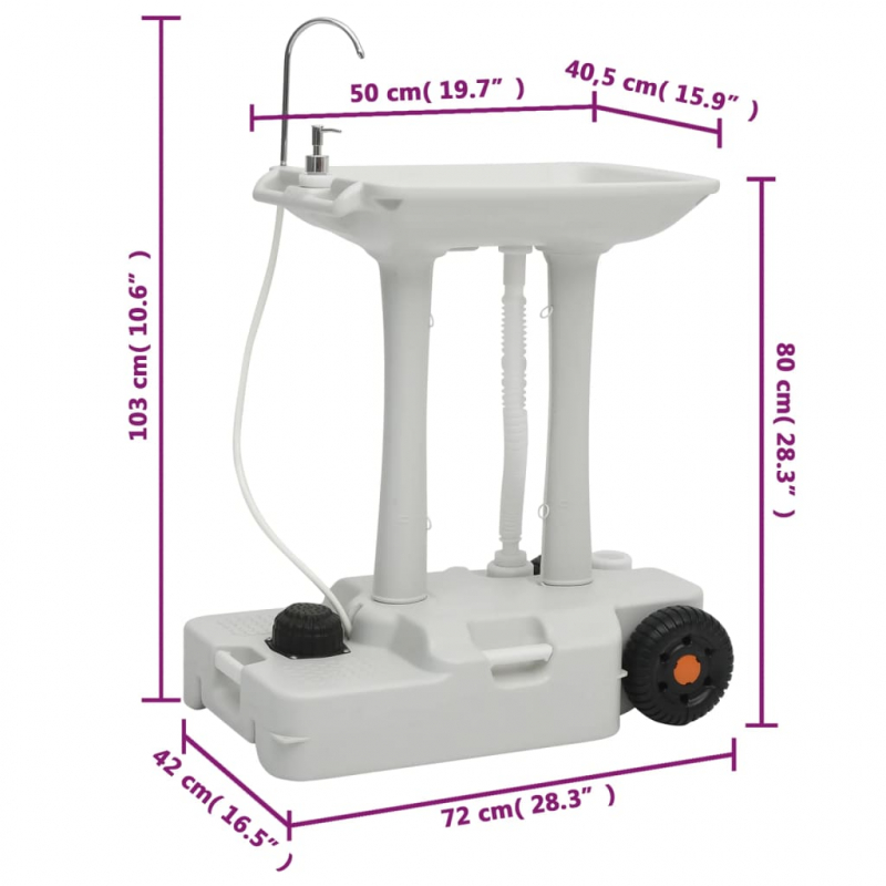 Tragbare Campingtoilette mit Waschbecken und Wasserbehälter