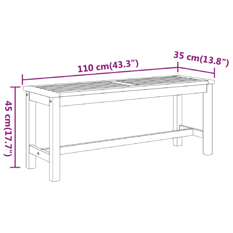 Gartenbank 110x35x45 cm Massivholz Akazie