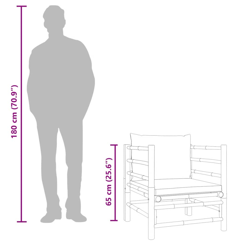 Gartensessel mit Hellgrauen Kissen Bambus