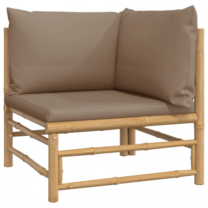 Garten-Ecksofa mit Taupe Kissen Bambus