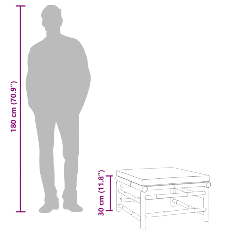 Gartenhocker mit Grünem Kissen Bambus