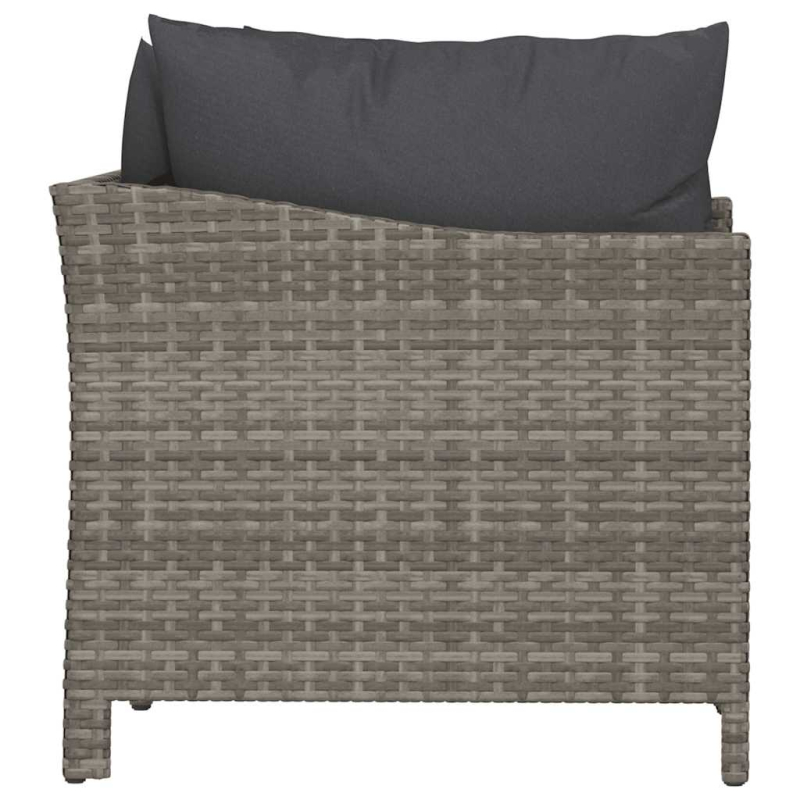 2-tlg. Garten-Lounge-Set mit Kissen Grau Poly Rattan