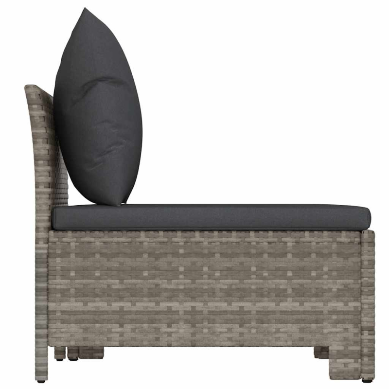 2-tlg. Garten-Lounge-Set mit Kissen Grau Poly Rattan
