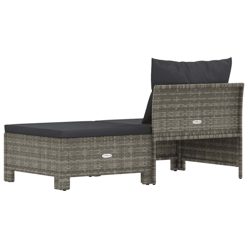2-tlg. Garten-Lounge-Set mit Kissen Grau Poly Rattan