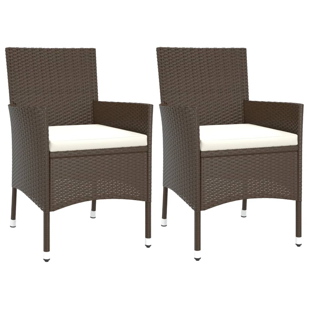 Gartenstühle mit Kissen 2 Stk. Braun Poly Rattan (nur UK/IE/FI/NO)