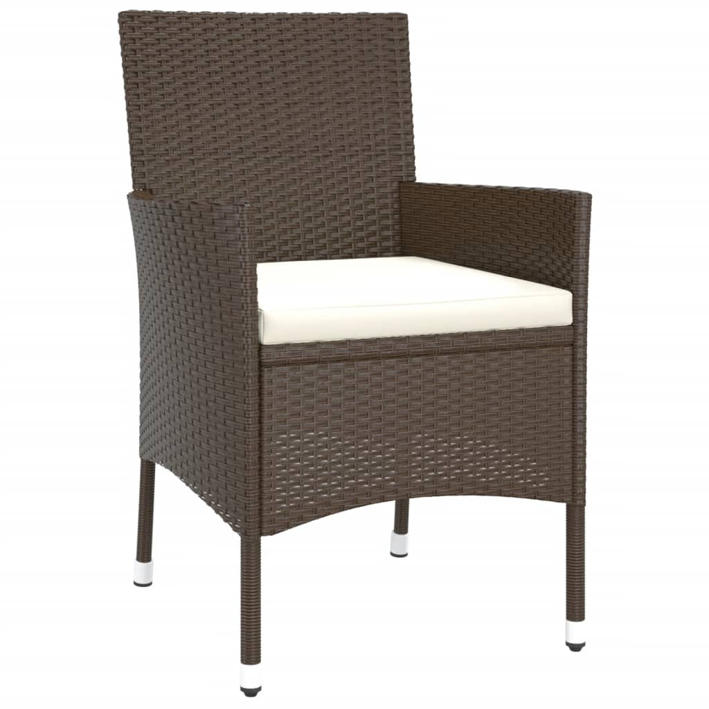 Gartenstühle mit Kissen 2 Stk. Braun Poly Rattan (nur UK/IE/FI/NO)