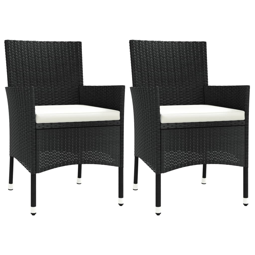 Gartenstühle mit Kissen 2 Stk. Schwarz Poly Rattan (nur UK/IE/FI/NO)