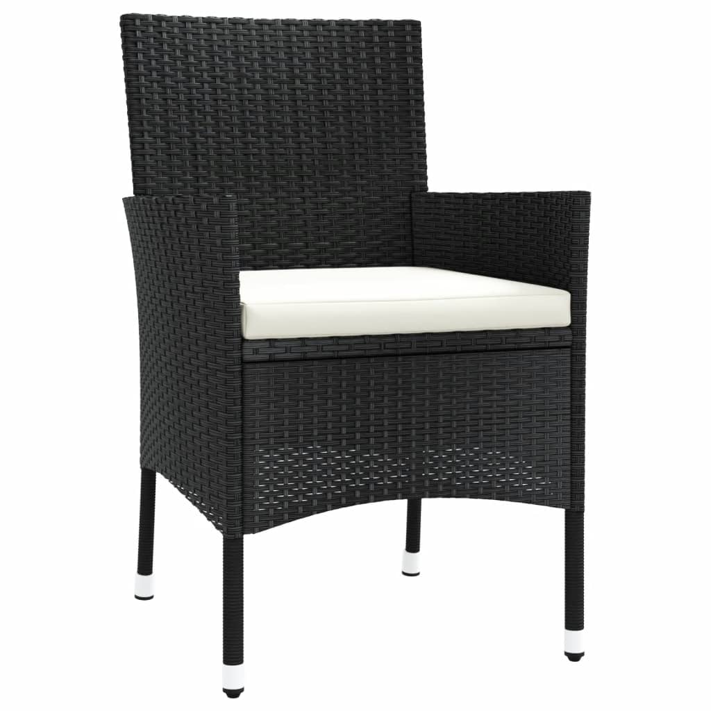 Gartenstühle mit Kissen 2 Stk. Schwarz Poly Rattan (nur UK/IE/FI/NO)