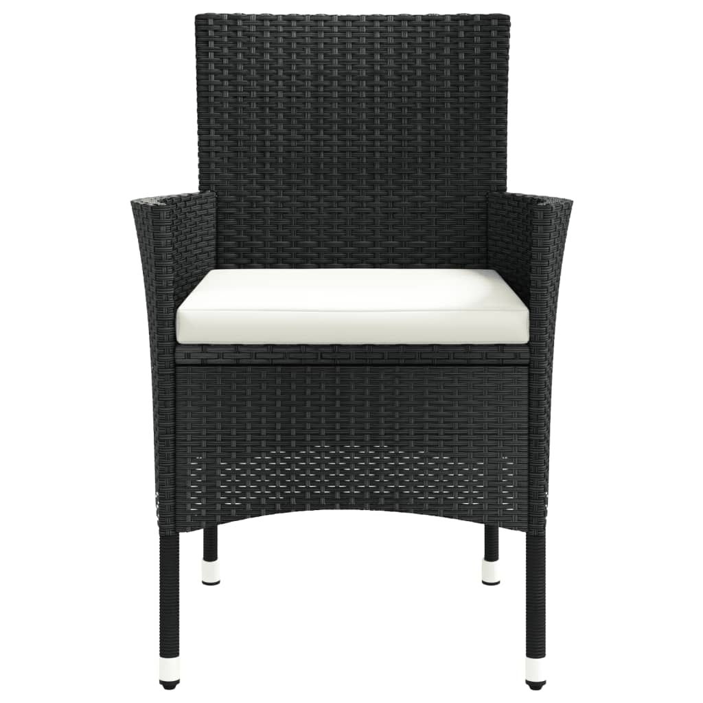 Gartenstühle mit Kissen 2 Stk. Schwarz Poly Rattan (nur UK/IE/FI/NO)